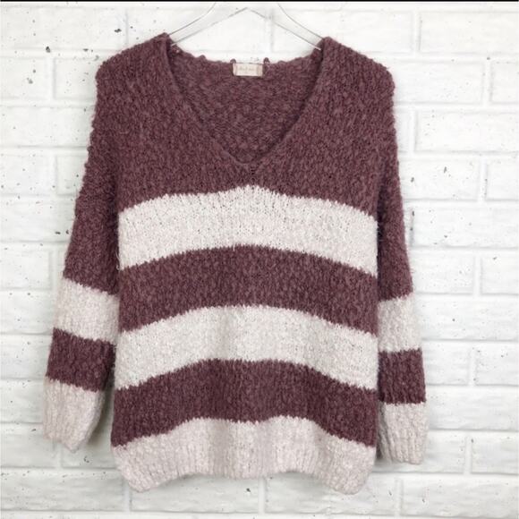 Altar'd State Fuzzy Striped Popcorn Sweater NWOT - Picture 1 of 6